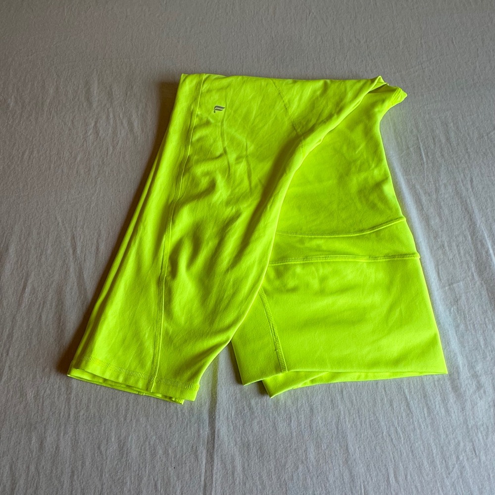 Fabletics PureLuxe Neon Yellow High Waisted 7/8 Leggings Workout Women L/XL Read